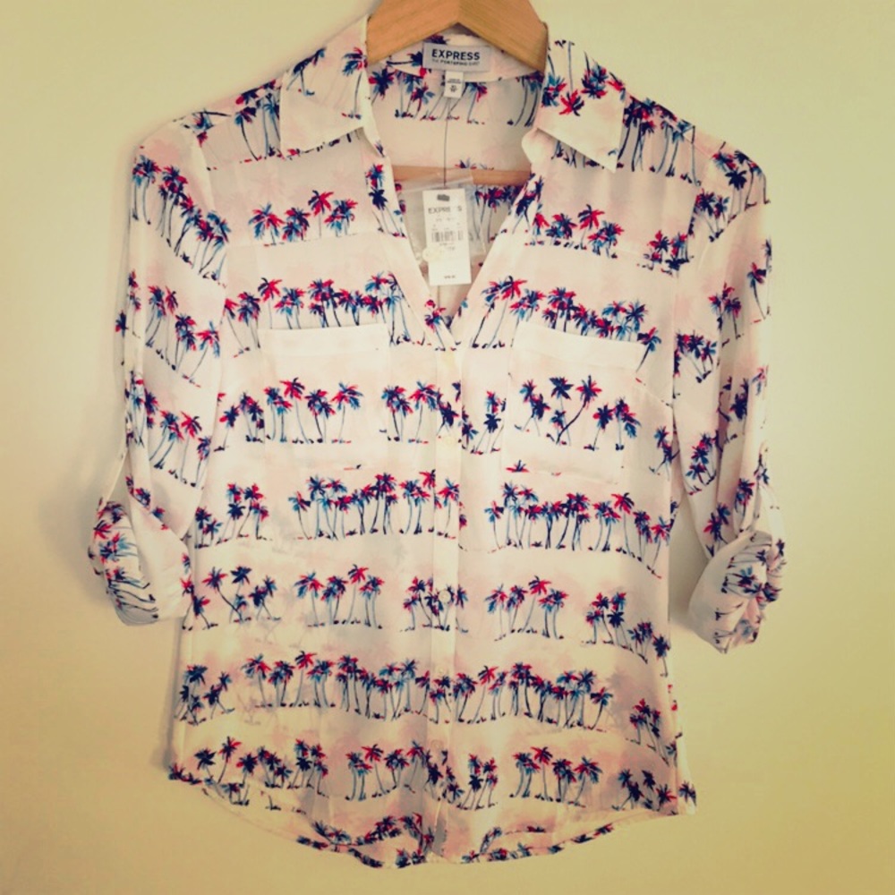 Express Portofino Palm Print Shirt